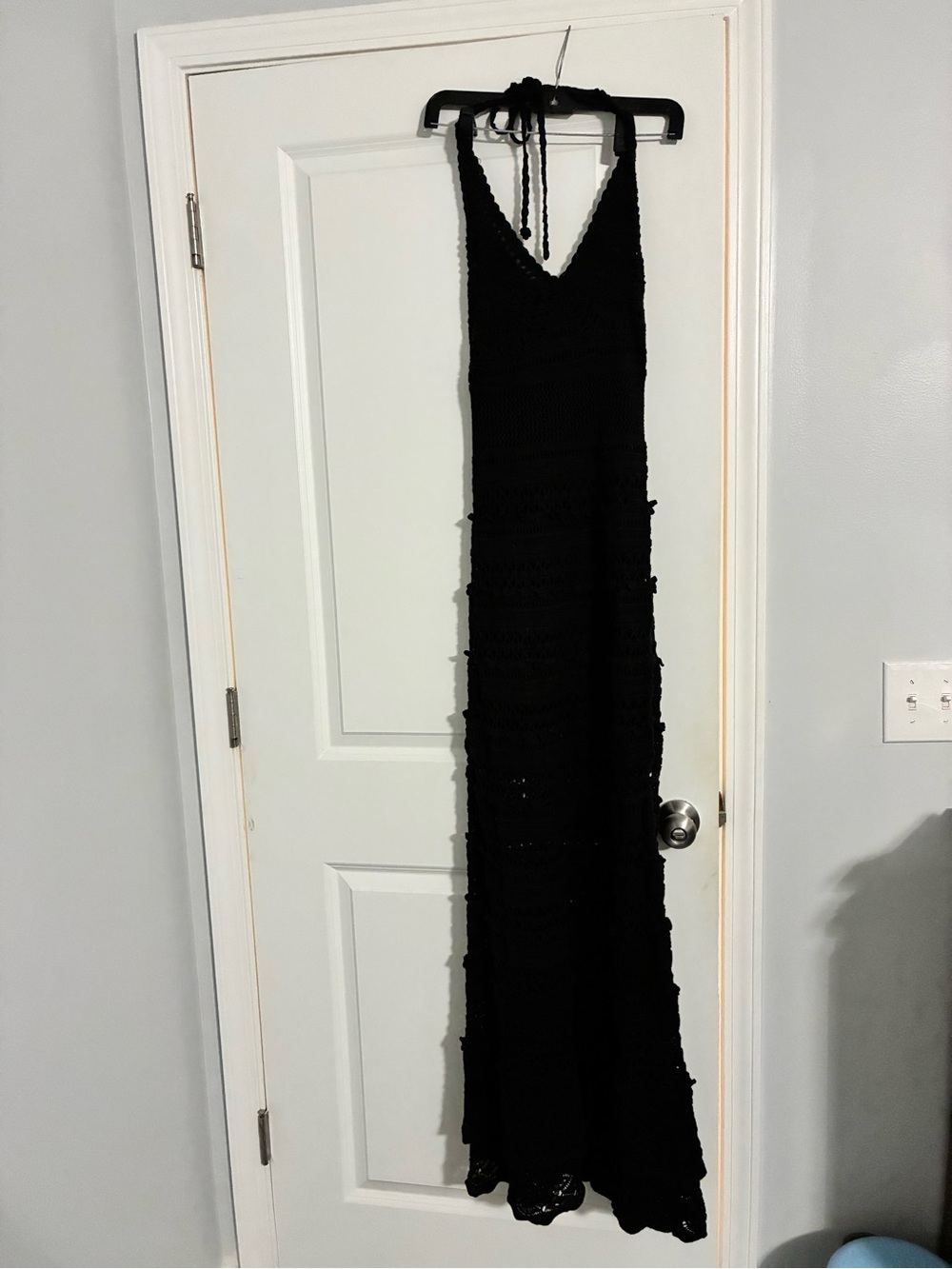 Moda International Black Crochet Halter Maxi Dress
